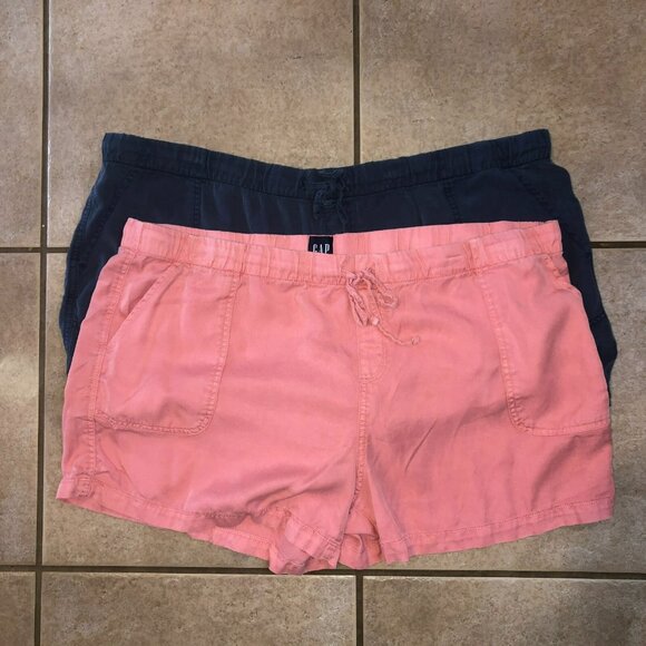 2 Pairs Gap Shorts Womens 2XL XXL Lyocell Pull On Drawstring Pockets Pink Blue - Picture 1 of 16